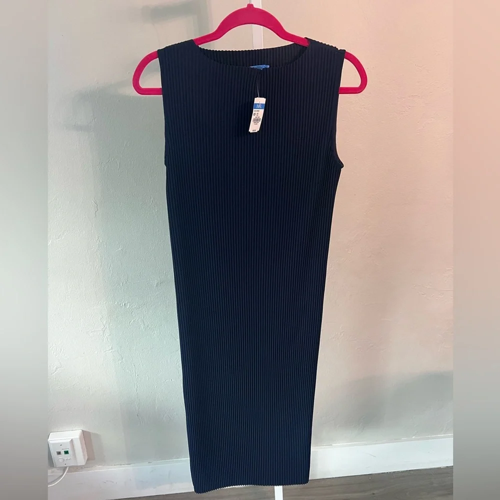 NWT J.McLaughlin Navy blue Olanna Dress Sz XS ribbed midi sleeveless new - Picture 5 of 6
